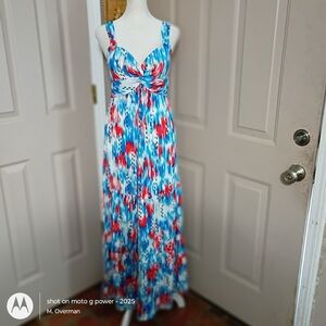 Harlow & Rose red, white & blue wide strap maxi sun dress. Size S.